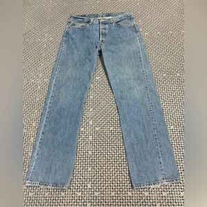 Vintage Levi's 501 Medium Wash Button Fly Straight-Leg Blue Jeans